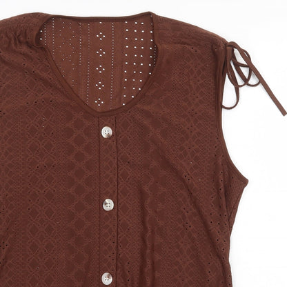 Womens UK Size XL Preworn Brown Basic Tank