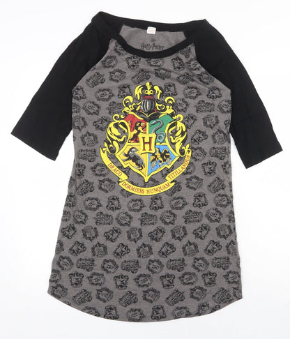 Harry Potter Wizarding World Womens Grey Geometric Cotton Basic T-Shirt Size XS Round Neck - Harry Potter