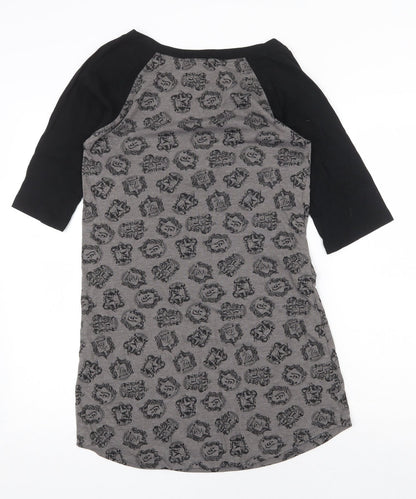 Harry Potter Wizarding World Womens Grey Geometric Cotton Basic T-Shirt Size XS Round Neck - Harry Potter