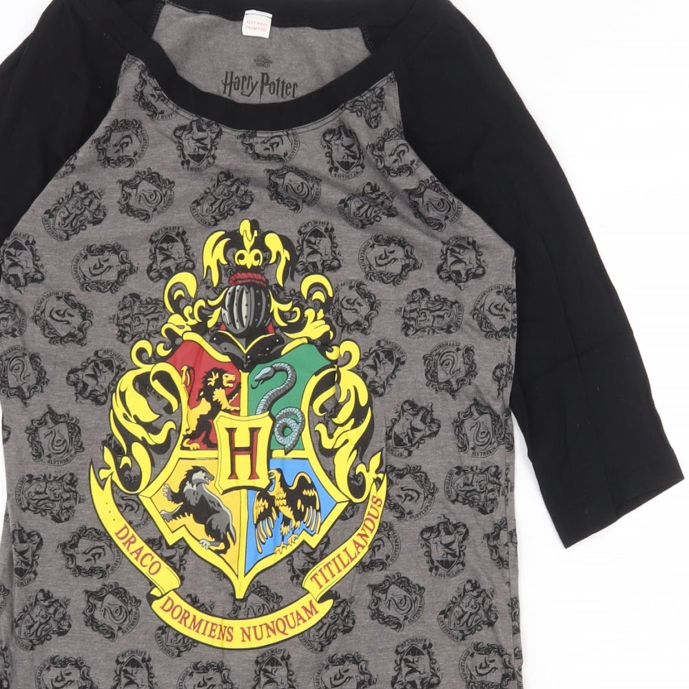 Harry Potter Wizarding World Womens Grey Geometric Cotton Basic T-Shirt Size XS Round Neck - Harry Potter
