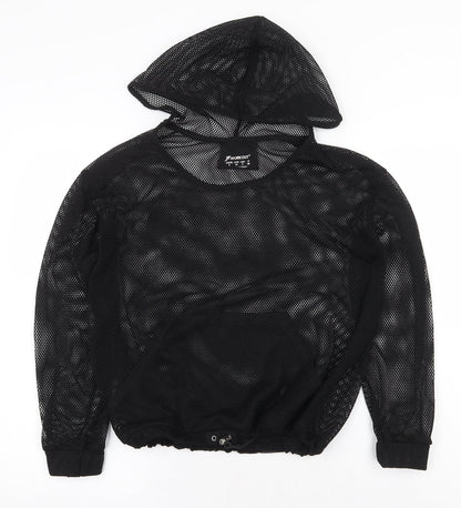 Workout Womens Black Polyester Pullover Hoodie Size 6 Pullover