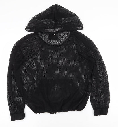 Workout Womens Black Polyester Pullover Hoodie Size 6 Pullover
