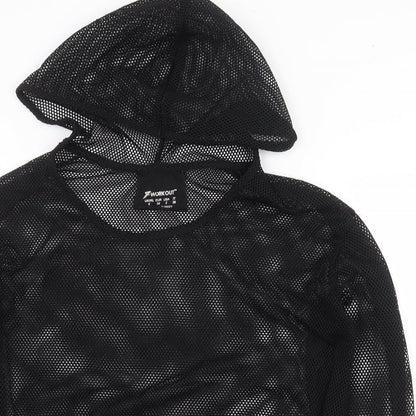 Workout Womens Black Polyester Pullover Hoodie Size 6 Pullover