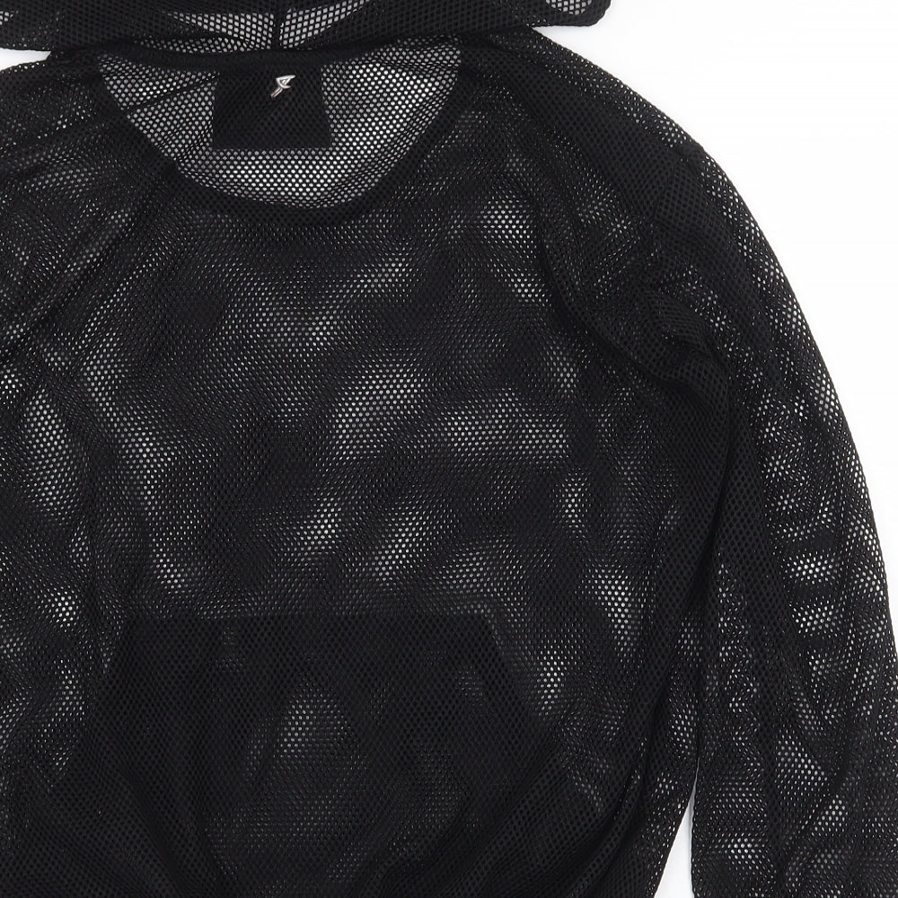 Workout Womens Black Polyester Pullover Hoodie Size 6 Pullover