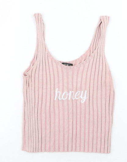 SheIn Womens Pink Acrylic Basic Tank Size M Scoop Neck - Honey