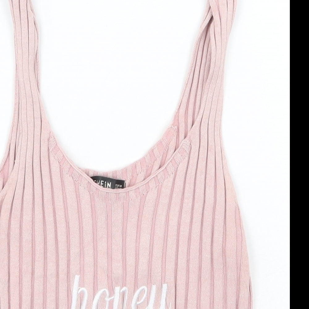 SheIn Womens Pink Acrylic Basic Tank Size M Scoop Neck - Honey