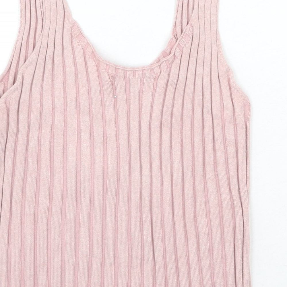 SheIn Womens Pink Acrylic Basic Tank Size M Scoop Neck - Honey