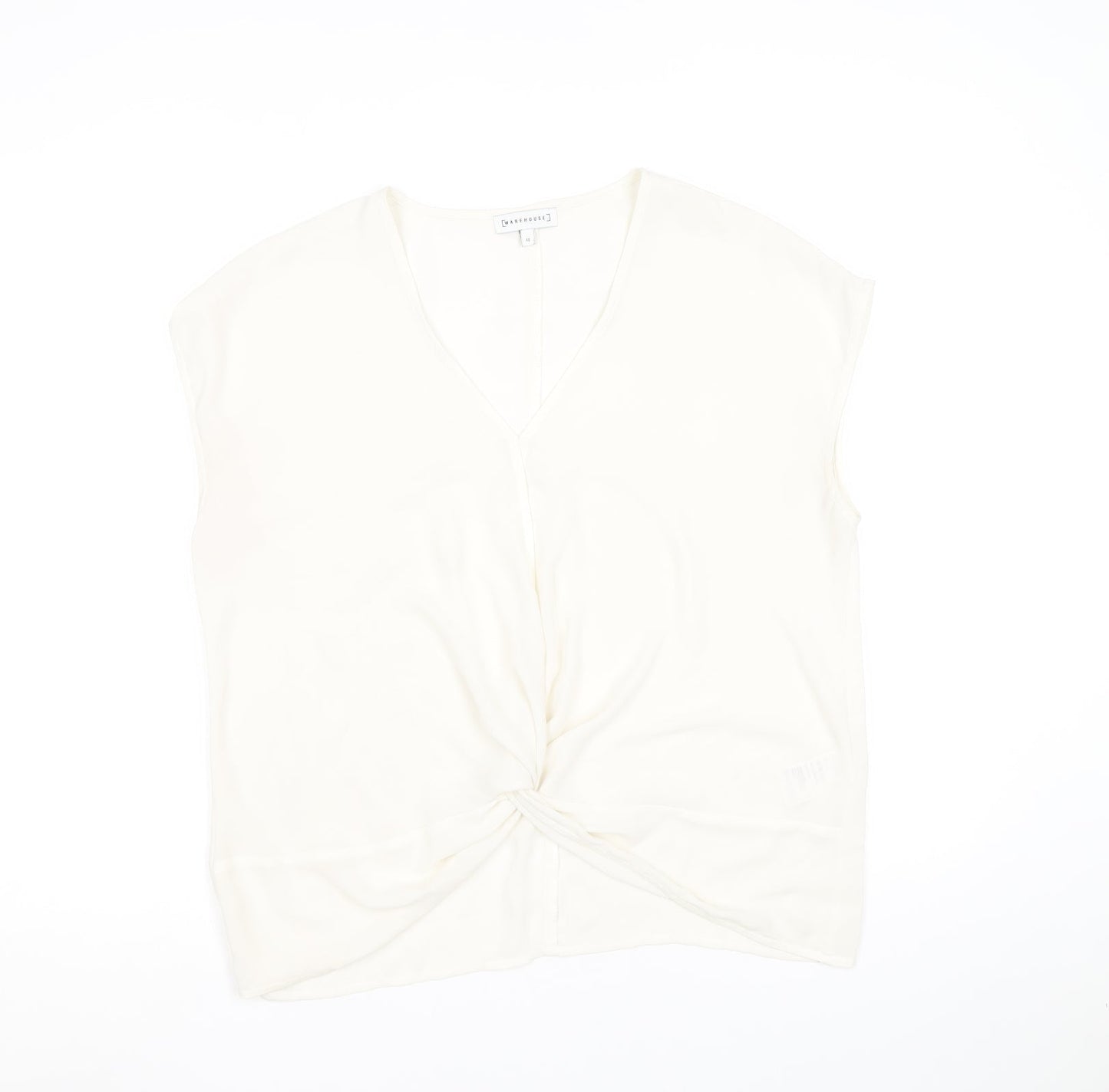 Womens UK Size 12 Warehouse White Basic Blouse