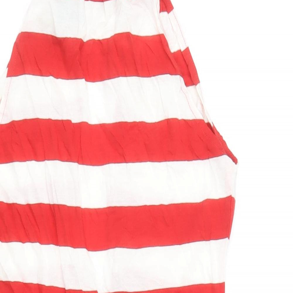 French Connection Womens Red Striped 100% Cotton Mini Size S Halter Tie