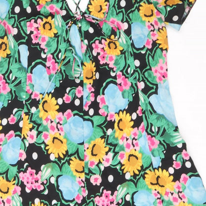 ASOS Womens Multicoloured Floral Polyester Skater Dress Size 10 Sweetheart Button