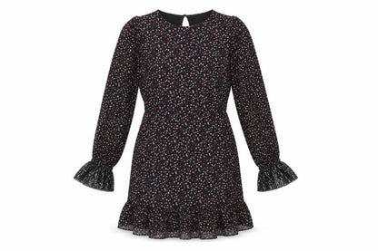 fuse Womens Black Floral Polyester Fit & Flare Size 14 Round Neck Button