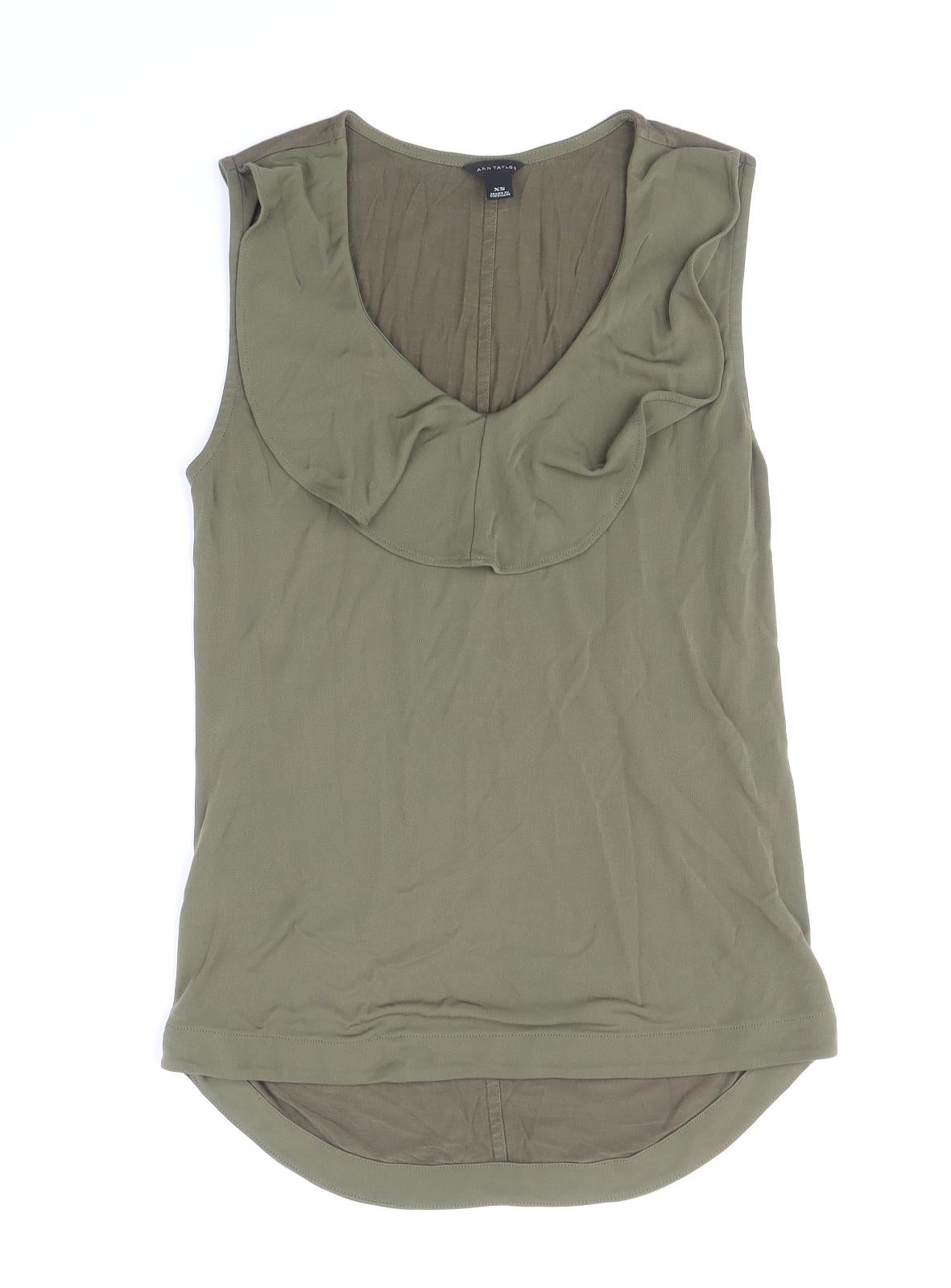 Ann Taylor Womens Green Viscose Basic Tank Size XS Scoop Neck