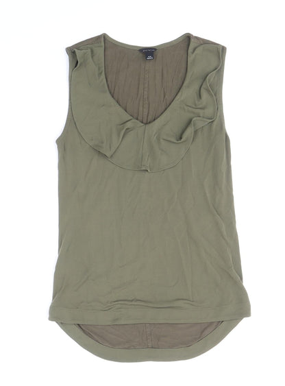 Ann Taylor Womens Green Viscose Basic Tank Size XS Scoop Neck