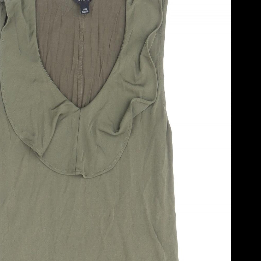 Ann Taylor Womens Green Viscose Basic Tank Size XS Scoop Neck