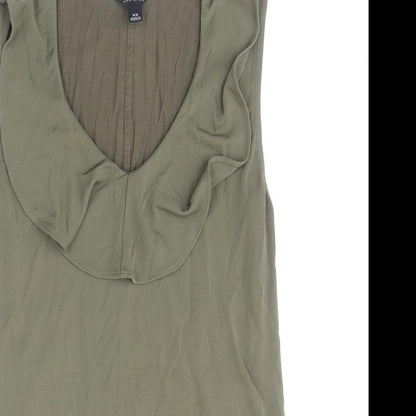 Ann Taylor Womens Green Viscose Basic Tank Size XS Scoop Neck