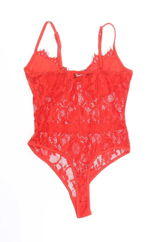 NAANAA Womens Red Polyester Bodysuit One-Piece Size 6 Snap