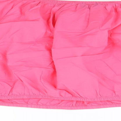 Marks and Spencer Womens Pink 100% Cotton Cropped Blouse Size 22 Boat Neck - Flower Detail
