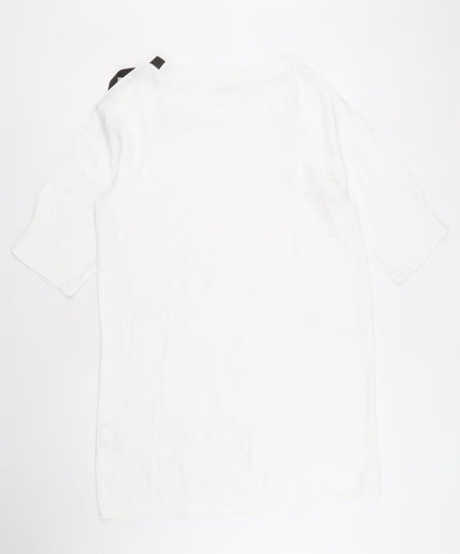 River Island Womens White Polyester Sheath Size 12 Round Neck Pullover
