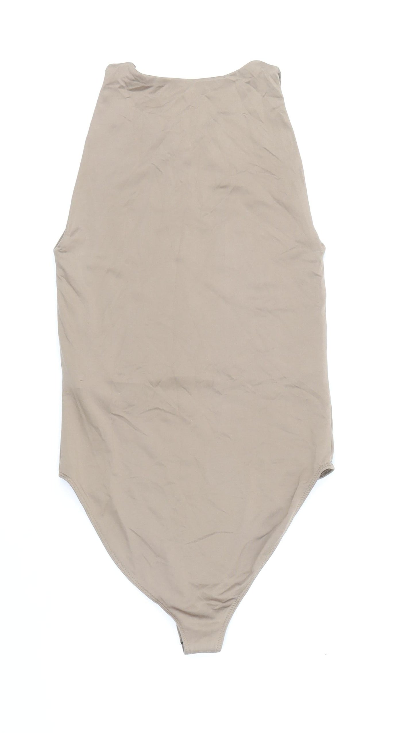 Stradivarius Womens Brown Polyamide Bodysuit One-Piece Size S Snap