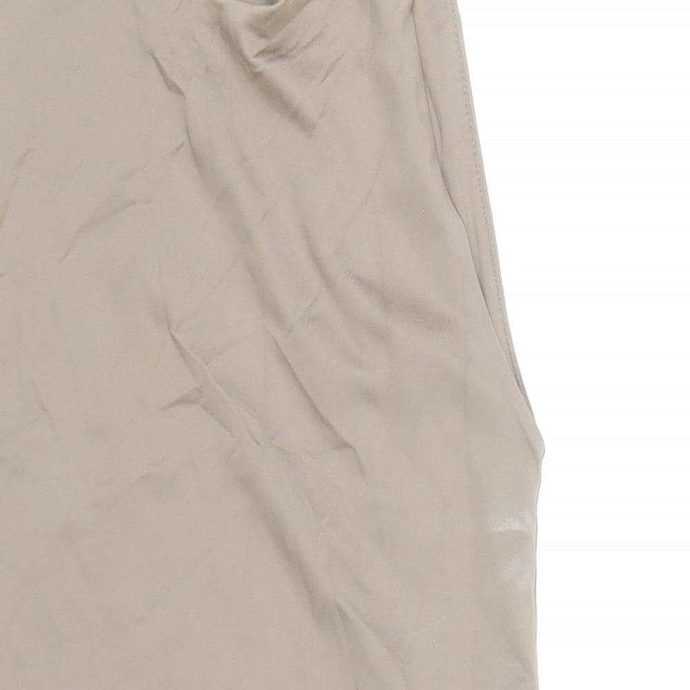 Stradivarius Womens Brown Polyamide Bodysuit One-Piece Size S Snap