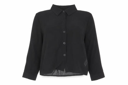 Womens UK Size 6 Boohoo Black Cropped Button-Up