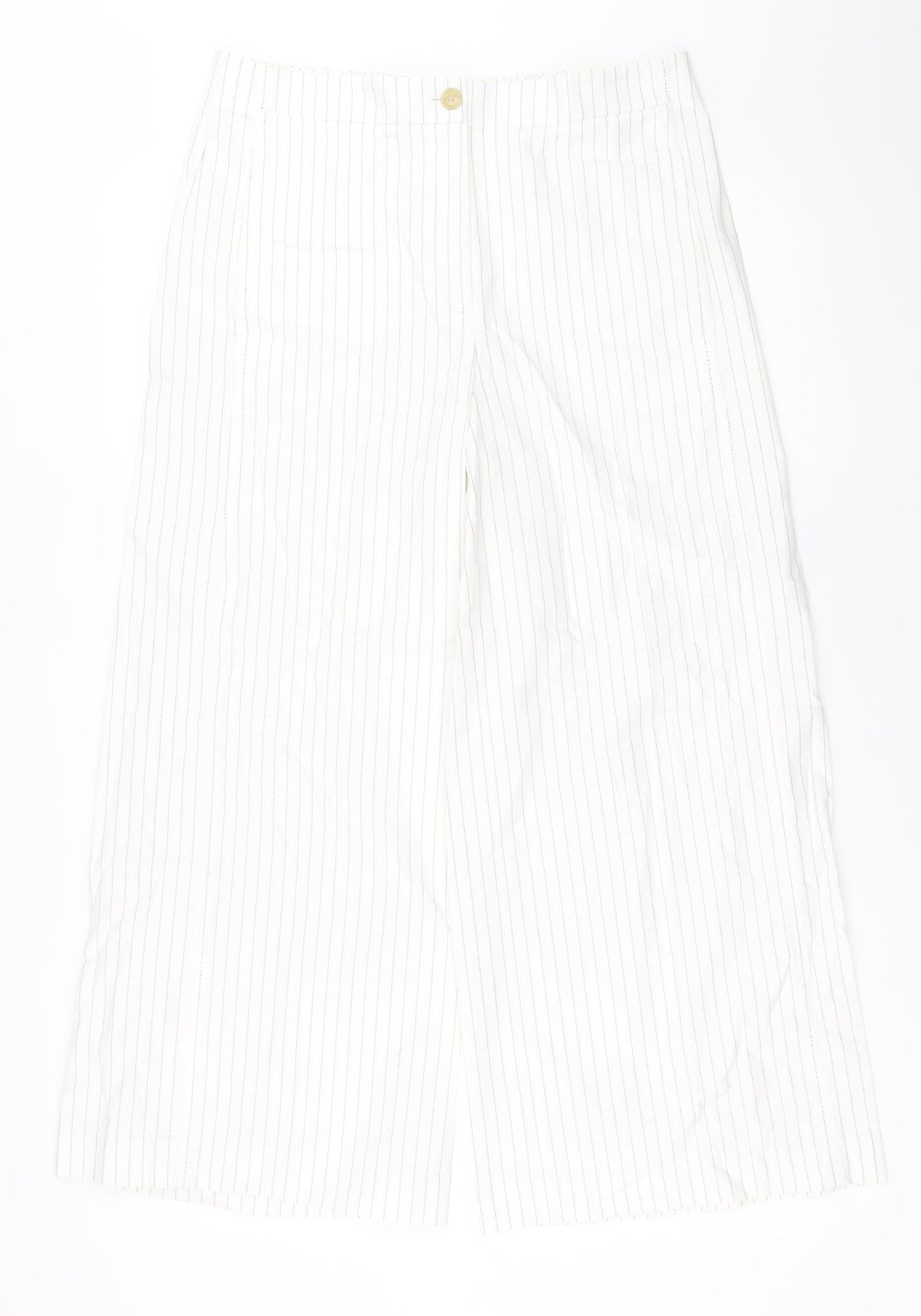 Ann Taylor Womens White Polka Dot Cotton Trousers Size 6 Regular Zip