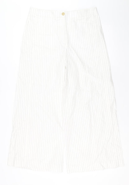 Ann Taylor Womens White Polka Dot Cotton Trousers Size 6 Regular Zip