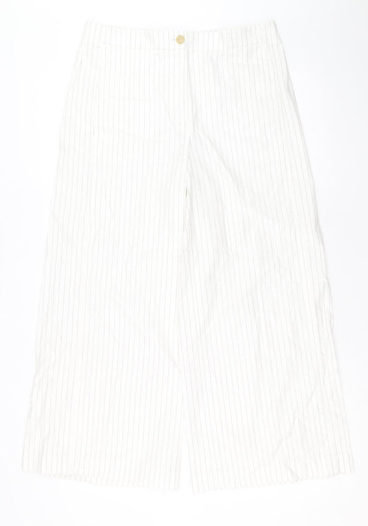 Ann Taylor Womens White Polka Dot Cotton Trousers Size 6 Regular Zip
