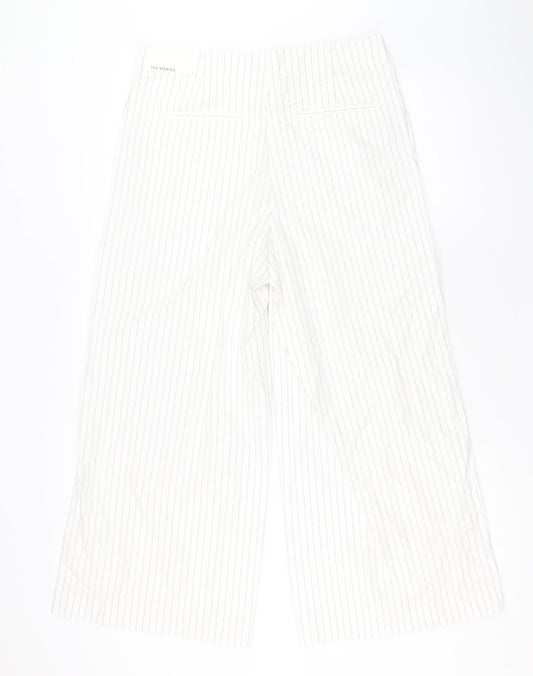 Ann Taylor Womens White Polka Dot Cotton Trousers Size 6 Regular Zip