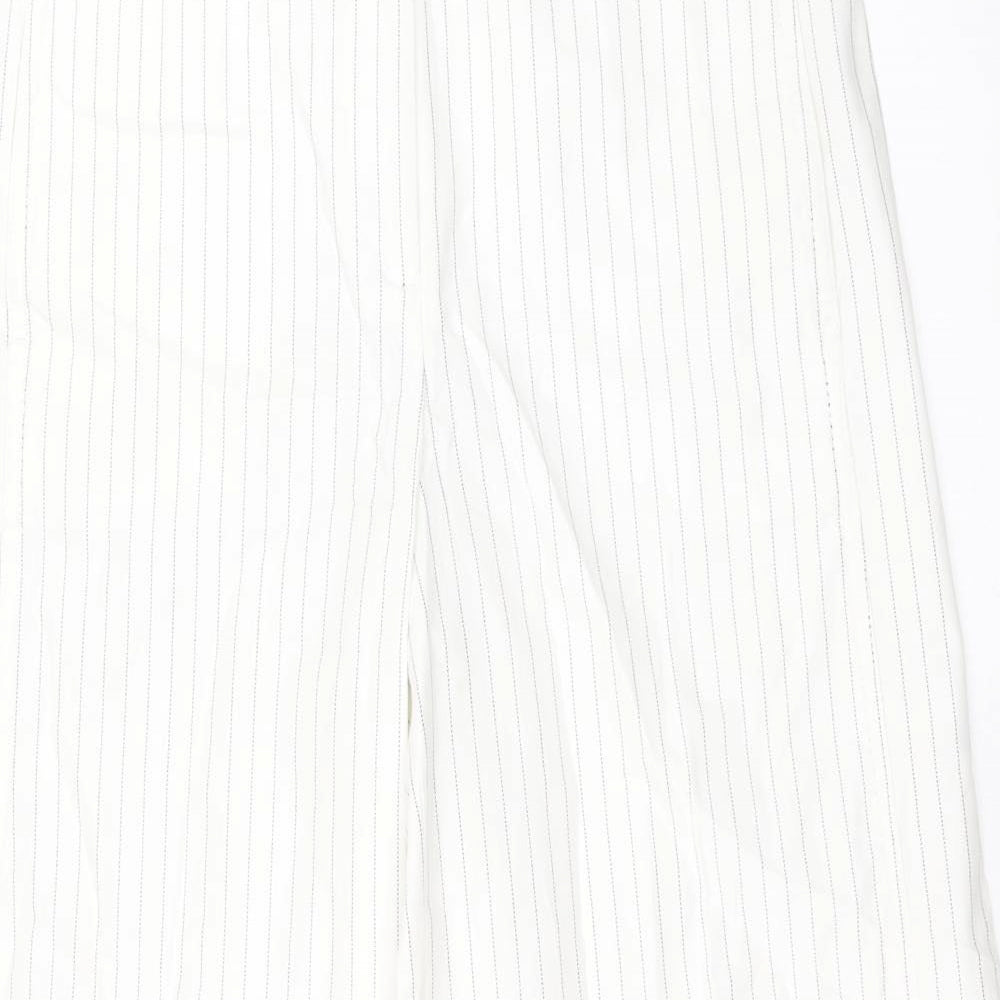 Ann Taylor Womens White Polka Dot Cotton Trousers Size 6 Regular Zip