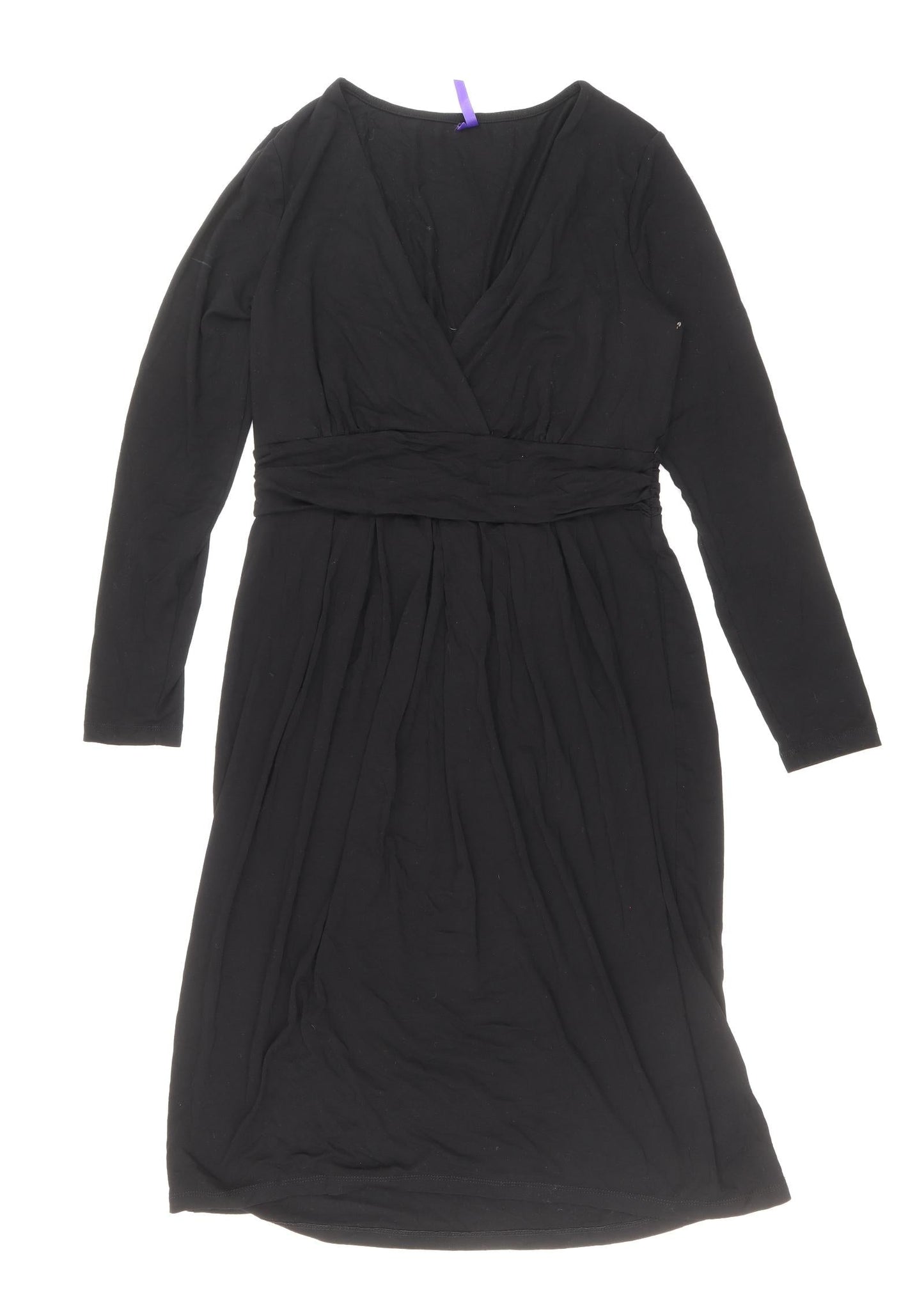 Preworn Womens Black Polyester Sheath Size 10 V-Neck Pullover
