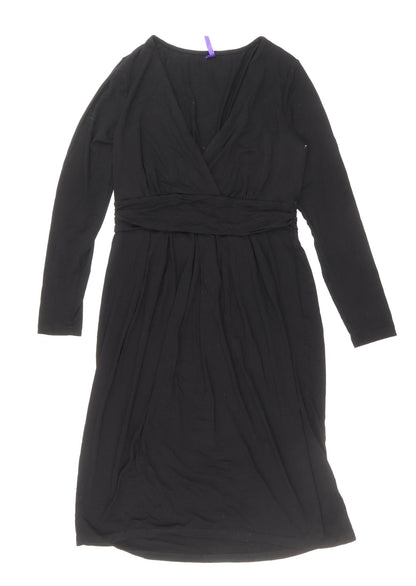 Preworn Womens Black Polyester Sheath Size 10 V-Neck Pullover