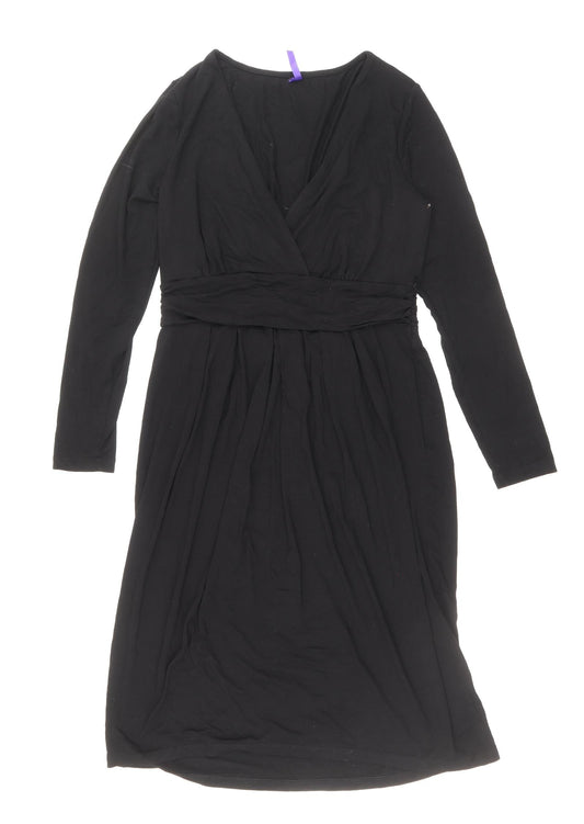 Preworn Womens Black Polyester Sheath Size 10 V-Neck Pullover