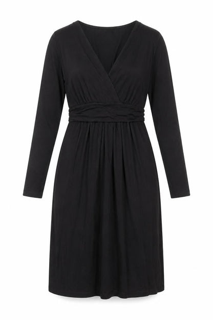 Preworn Womens Black Polyester Sheath Size 10 V-Neck Pullover