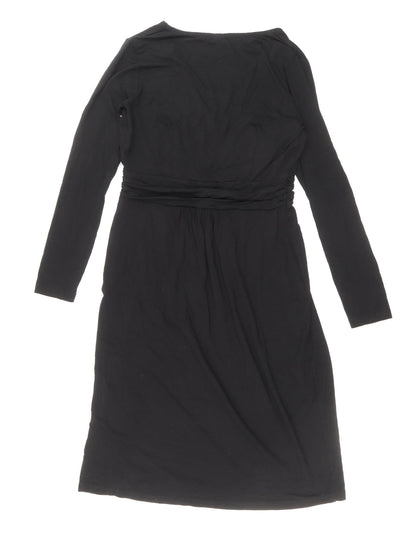 Preworn Womens Black Polyester Sheath Size 10 V-Neck Pullover