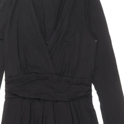Preworn Womens Black Polyester Sheath Size 10 V-Neck Pullover