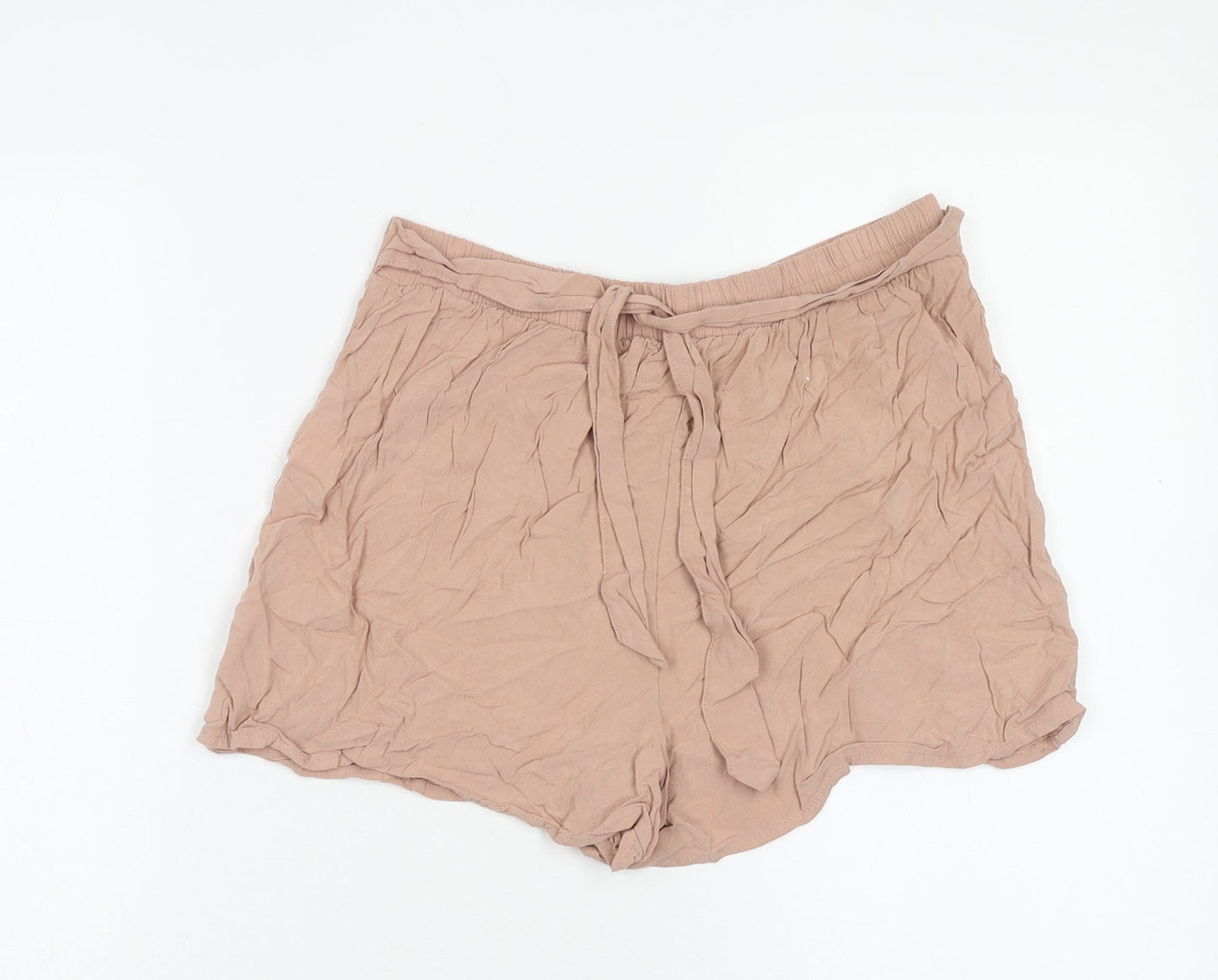 Primark Womens Beige Viscose Basic Shorts Size 10 Regular Pull On