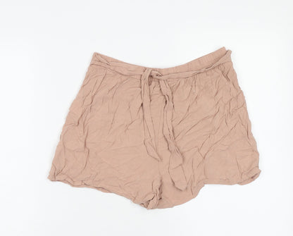Primark Womens Beige Viscose Basic Shorts Size 10 Regular Pull On