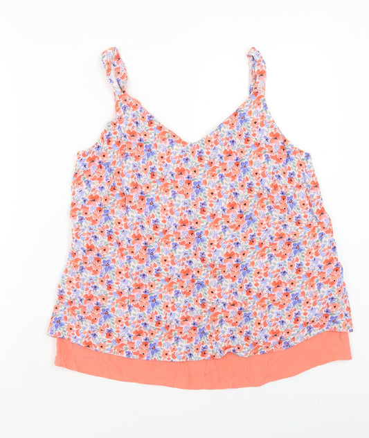 Nutmeg Womens Multicoloured Floral Viscose Basic Tank Size 10 V-Neck