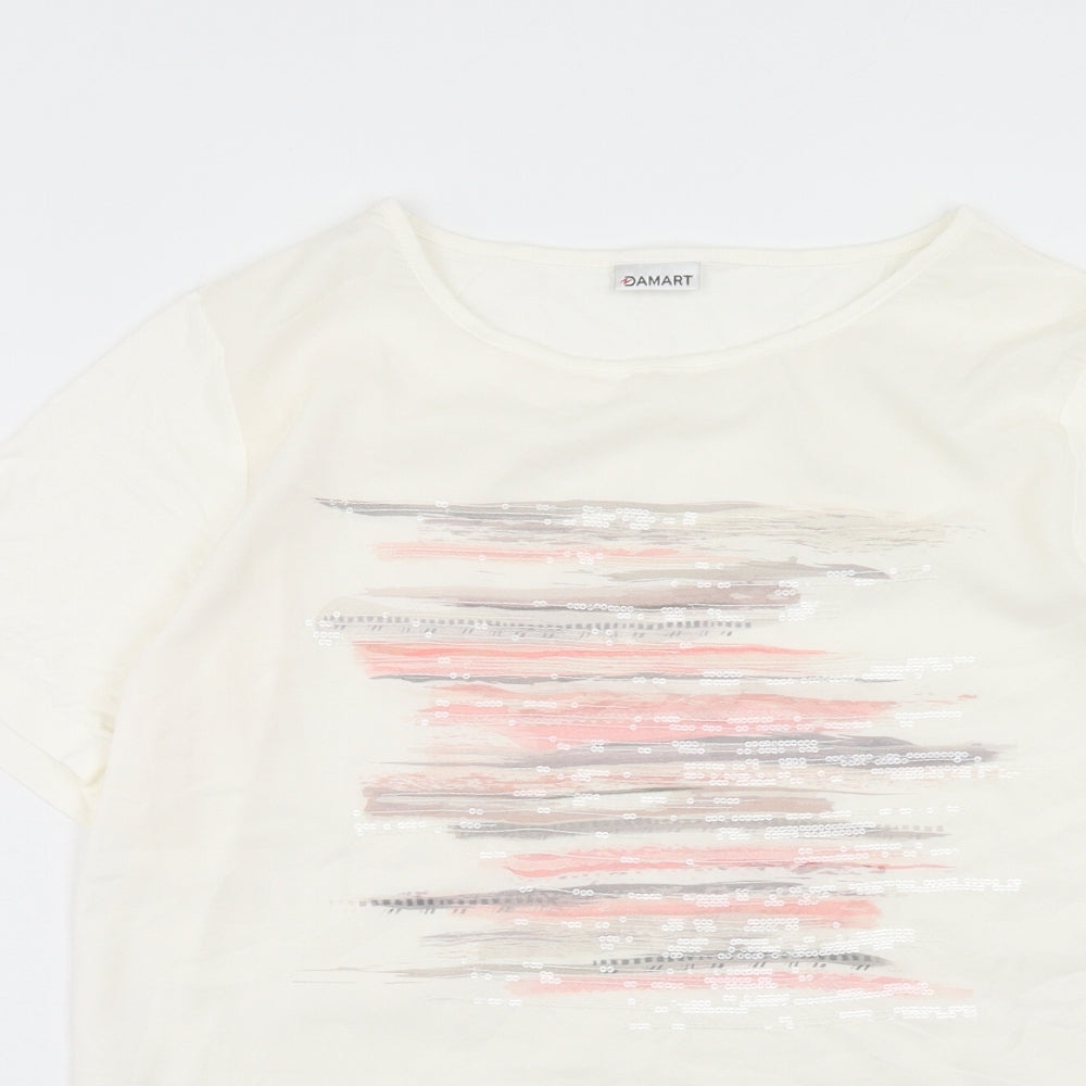 Womens UK Size 14 Damart Ivory Basic T-Shirt