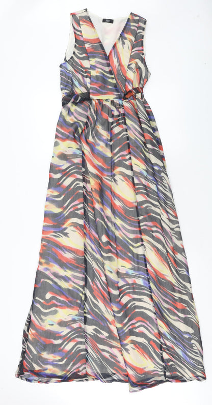 F&F Womens Multicoloured Geometric Polyester Maxi Size 10 V-Neck Pullover