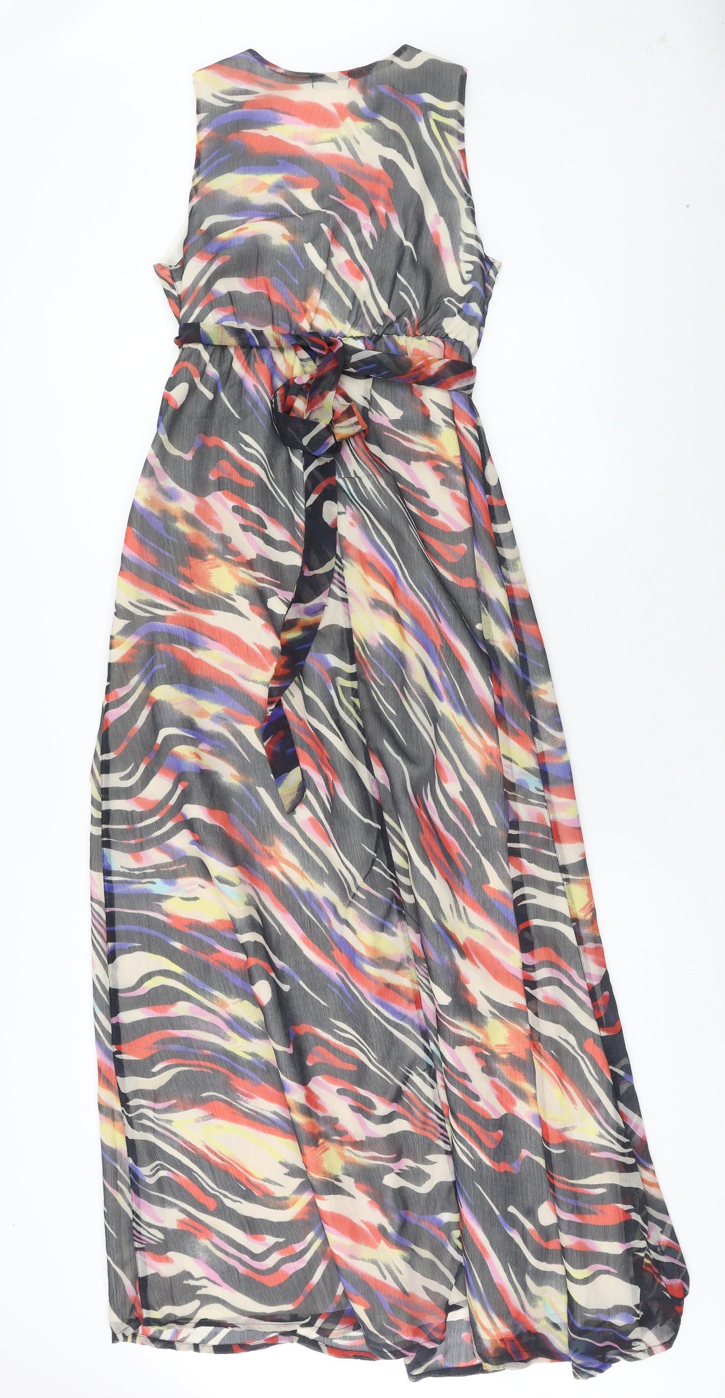 F&F Womens Multicoloured Geometric Polyester Maxi Size 10 V-Neck Pullover