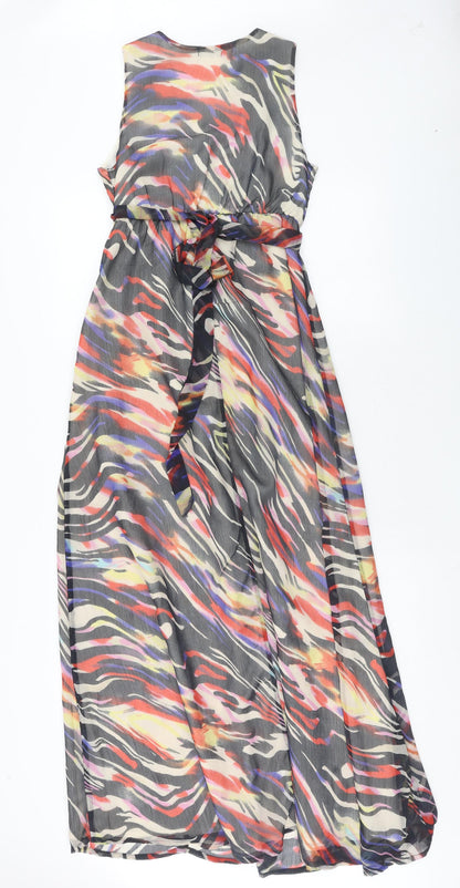 F&F Womens Multicoloured Geometric Polyester Maxi Size 10 V-Neck Pullover