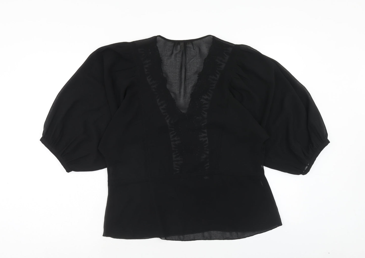 Womens UK Size M Daniel Rainn Black Basic Blouse