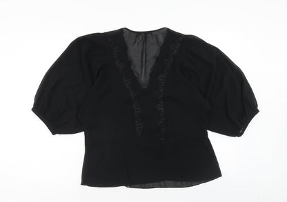 Womens UK Size M Daniel Rainn Black Basic Blouse