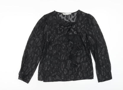 Womens UK Size XS Zara Black Basic T-Shirt