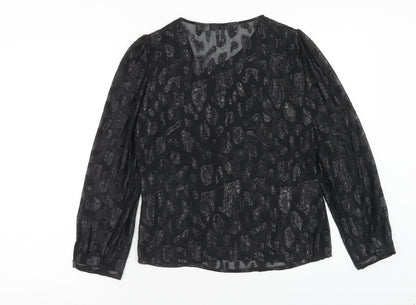 Womens UK Size XS Zara Black Basic T-Shirt