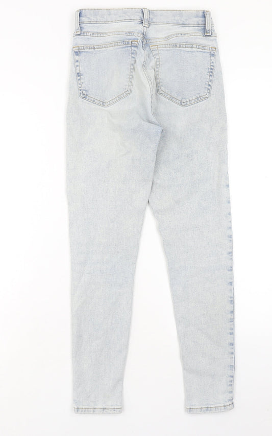 Topshop Womens Blue Cotton Skinny Jeans Size 26 in L30 in Regular Zip