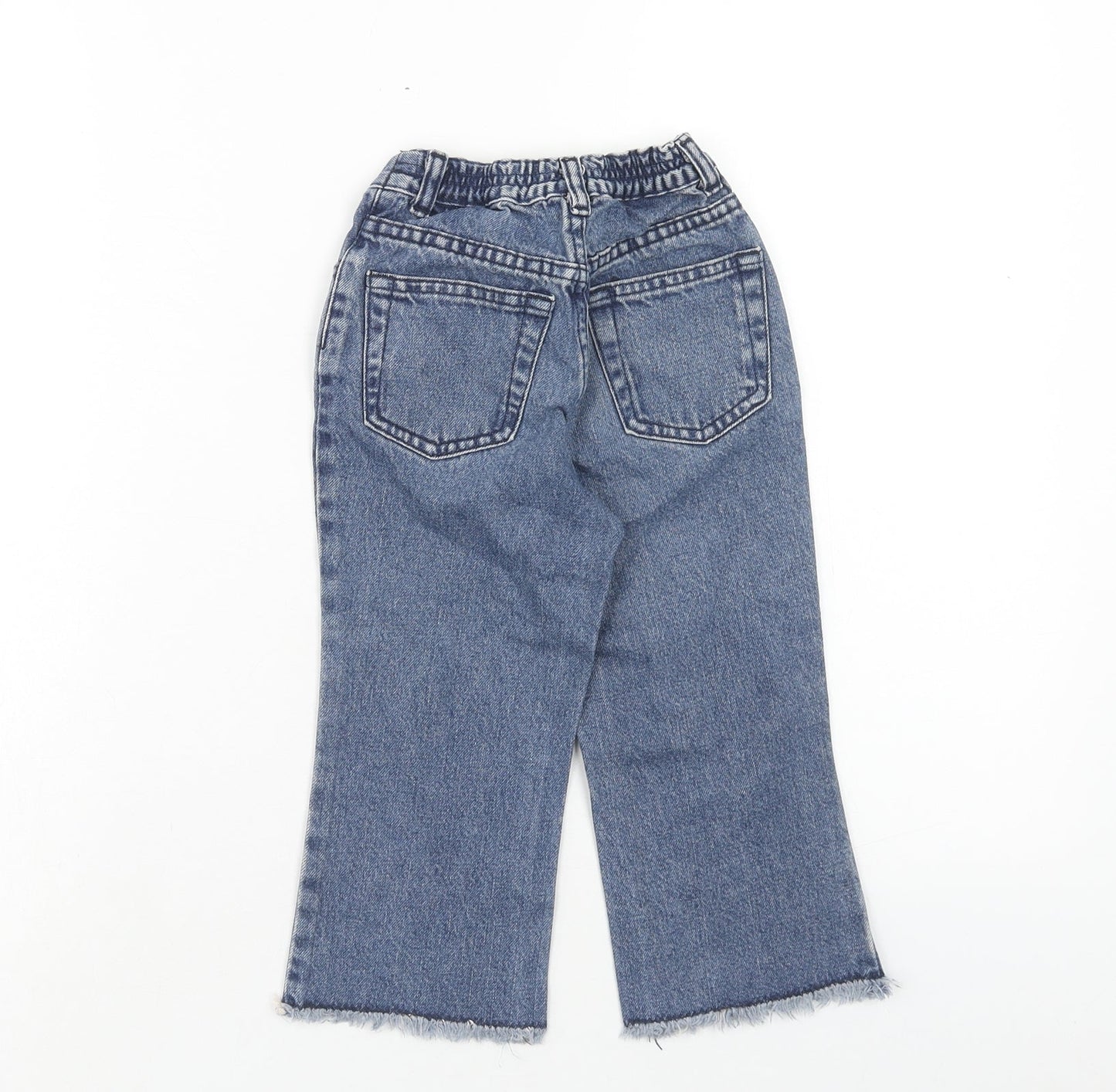Preworn Girls Black Cotton Straight Jeans Size 2 Years Regular Zip