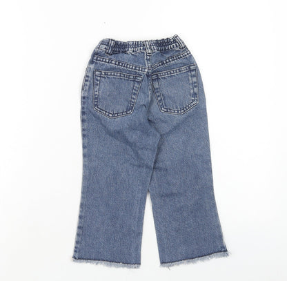 Preworn Girls Black Cotton Straight Jeans Size 2 Years Regular Zip